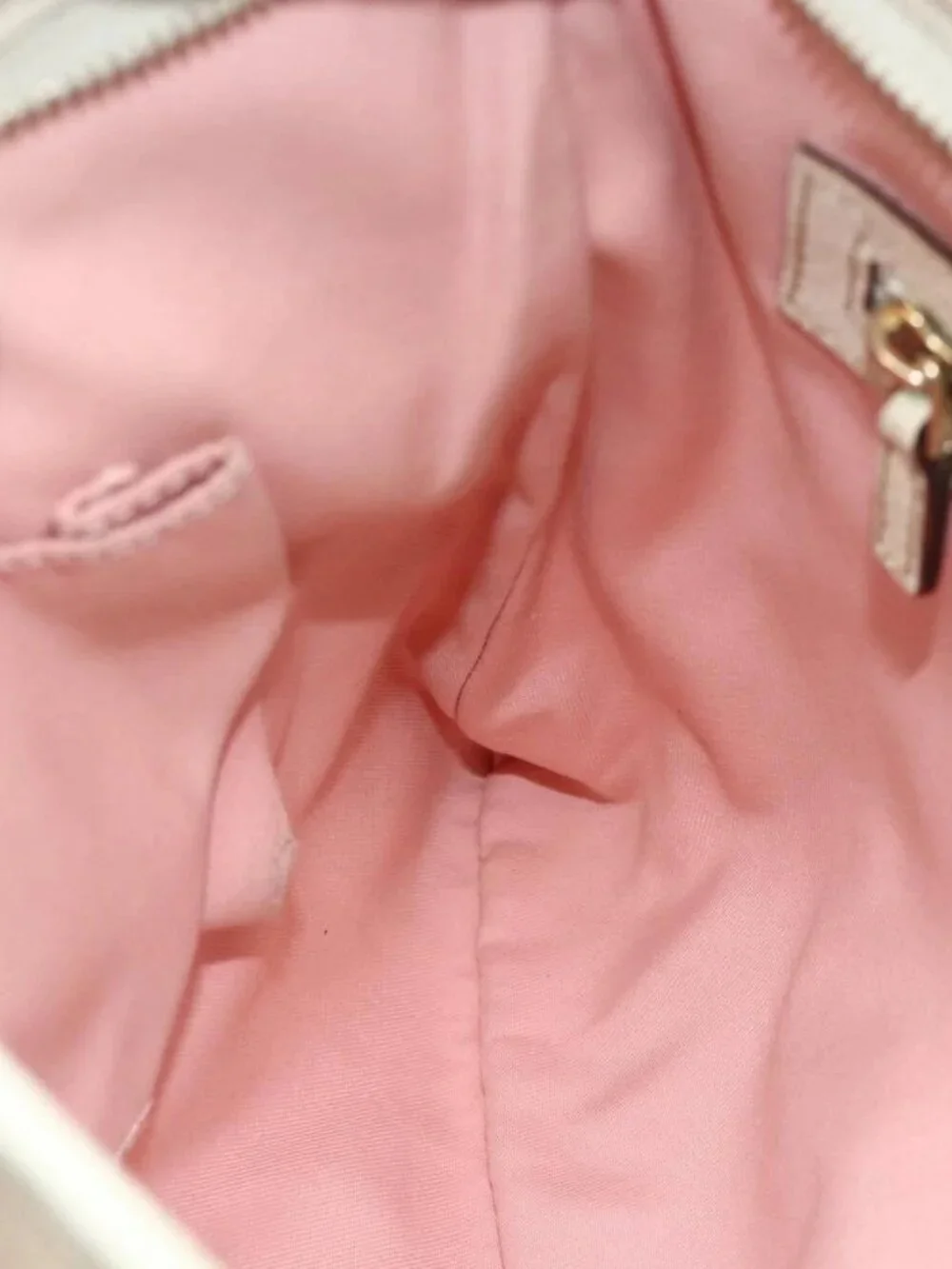 GUCCI GG Canvas Sherry Line Shoulder Bag Pink Gold 144388 Auth ti3863